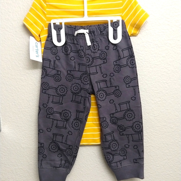 Tractor matching yellow onesie and grey paint set 24months - Picture 2 of 3